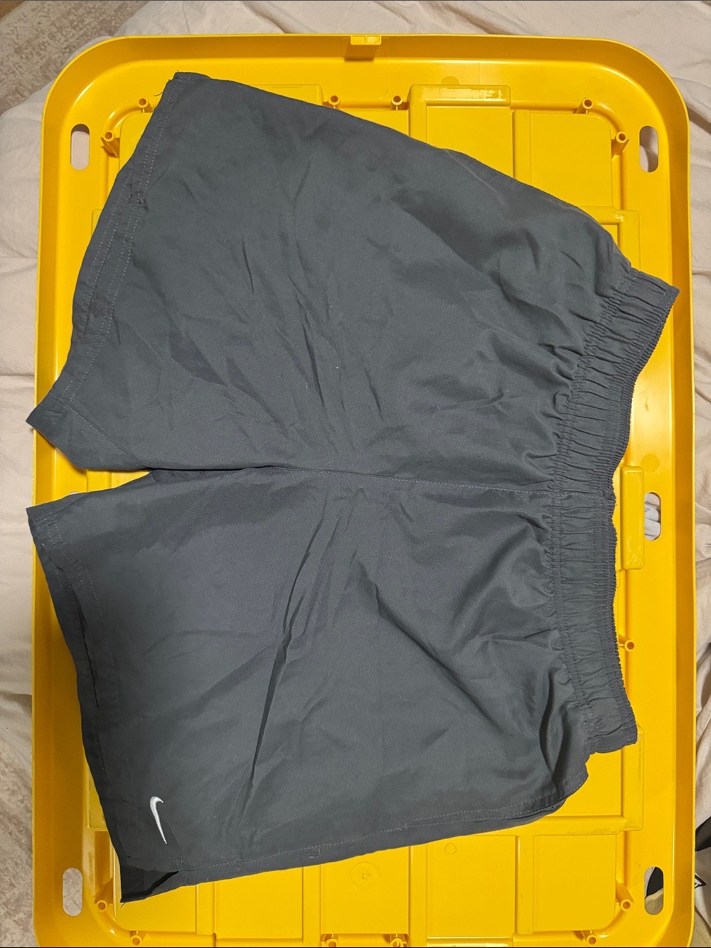 Nike Men's Charcoal Athletic Shorts with White Swoosh